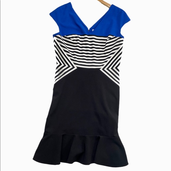 Julia Jordan Geometric Color Block V-Neck Fit Flare With Stripes Size 10 - Picture 2 of 9